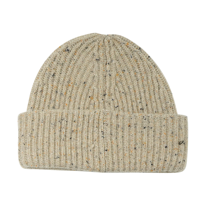 Autumn Winter Cuffed Solid Color Wool Sticked Winter Hat Beanie