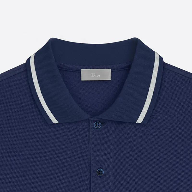 Mäns klassiska korta ärm Polo -skjorta Ribbed Double Peak Collar