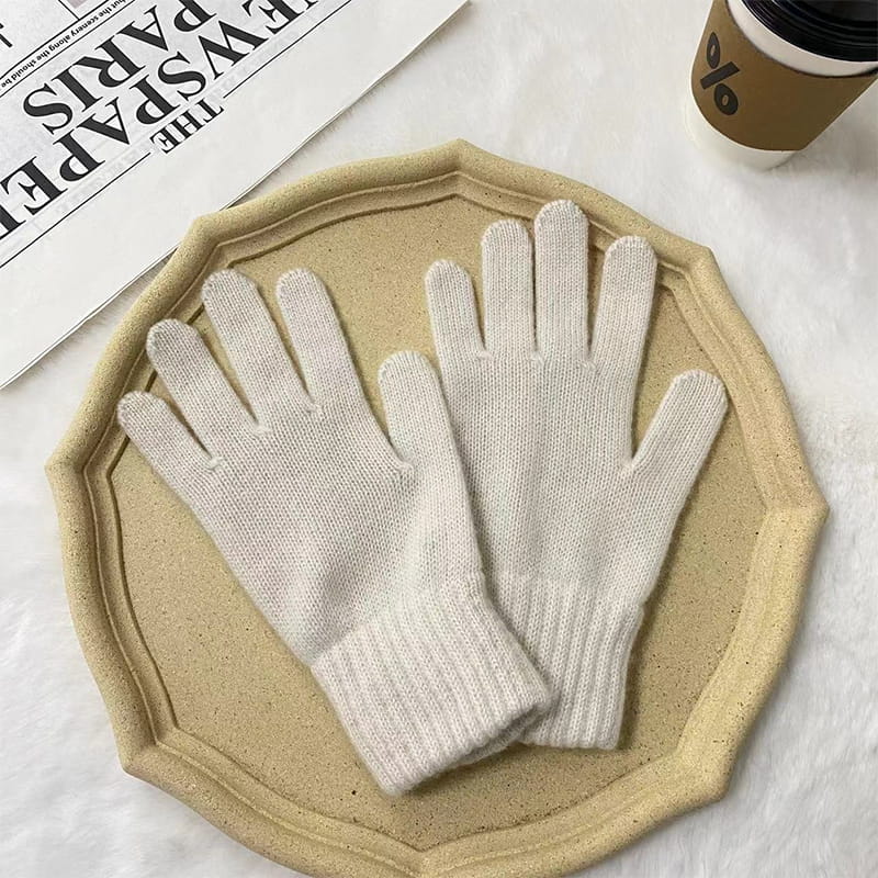 Fast färg varm ullpolyester stickade handskar